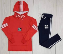 ADIDAS Ladies Turkey 2 Pcs Hoody + Pant (RED - BLACK) (M - XL)