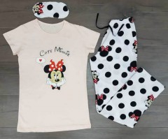 Turkey 3 Pcs Ladies Set (LIGHT PINK - WHITE) (S - M - L - XL )