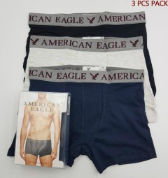 AMERICAN EAGLE 3 Pcs Mens Boxer Shorts Pack (BLACK - LIGHT GRAY - NAVY) (M - L - XL)