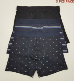 HEMA  3 Pcs Mens Boxer Shorts Pack (BLACK - DARK BLUE - NAVY) (S - M - L - XL - XXL) 