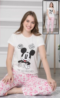 CLM HOMEWEAR Ladies Turkey 3 Pcs Pyjama Set (WHITE - PINK) (S - M - L - XL)