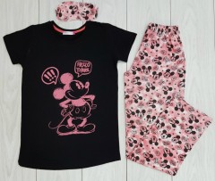 CLM HOMEWEAR Ladies Turkey 3 Pcs Pyjama Set (BLACK - PINK) (S - M - L - XL)