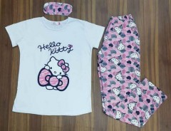 CLM HOMEWEAR  Ladies Turkey 3 Pcs Pyjama Set (WHITE - PINK) (S - M - L - XL) 