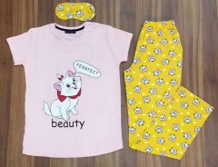 CLM HOMEWEAR  Ladies Turkey 3 Pcs Pyjama Set (LIGHT PINK - YELLOW) (S - M - L - XL) 