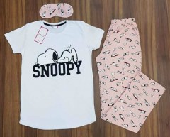 CLM HOMEWEAR Ladies Turkey 3 Pcs Pyjama Set (WHITE - LIGHT PINK ) (S - M - L - XL) 