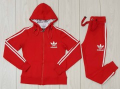ADIDAS  Ladies 2 Pcs Hoody + Pant (RED) (S - M - L - XL)