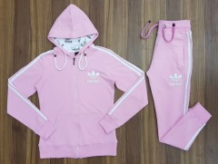ADIDAS  Ladies 2 Pcs Hoody + Pant (PINK) (S - M - L - XL) 