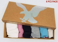 AMERICAN EAGLE 6 Pcs Shorts Pack Ladies Panty (Random Color) (S - M - L - XL)