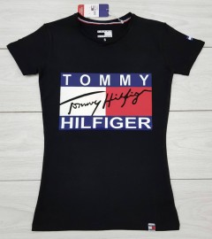 TOMMY HILFIGER Ladies T-Shirt (BLACK) (S - M - L - XL)