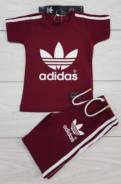 ADIDAS Boys 2 Pcs Shorts + T-Shirt Sport Set (MAROON) (2 to 12 Years)