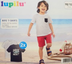 LUPILU Boys 2 Pcs T-Shirt Set (WHITE - NAVY) (12 Months to 6 Years) 