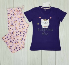 UNIT Ladies 2 Pcs Night Wear Pyjama Set (NAVY - LIGHT PINK) ( S - M - L - XL) 