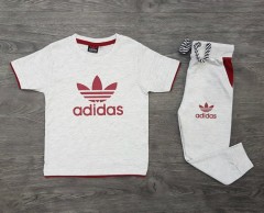 ADIDAS  Boys 2 Pcs T-Shirt + Pants Sport Set (LIGHT GRAY) (2 to 8 Years) 