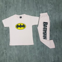 BATMAN Boys 2 Pcs T-Shirt + Pants Sport Set (CREAM) (2 to 12 Years)