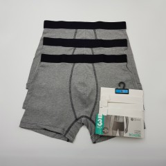 HEMA 3 Pcs Mens Boxer Shorts Pack (GRAY - BLACK) ( M)