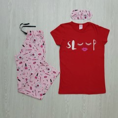 LCN PIJAMA Ladies Turkey 3 Pcs Pyjama Set (RED - PINK) (S - M - L - XL)
