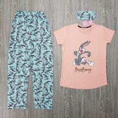 CLAM HOMEWEAR Ladies Turkey 3Pcs Pyjama Set (BLUE-PINK)(S-M-L-XL)