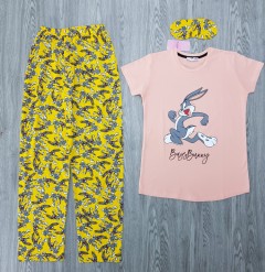 CLAM HOMEWEAR Ladies Turkey 3Pcs  Pyjama Set (PINK-YELLOW)(S-M-L-XL)