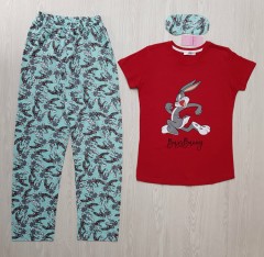 CLAM HOMEWEAR Ladies Turkey 3Pcs Pyjama Set (BLUE-RED)(S-M-L-XL)