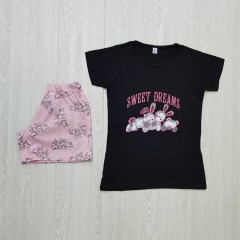 CARLA MARA Ladies Turkey 2 Pcs Shorty Set (BLACK - PINK) (S - M - L)