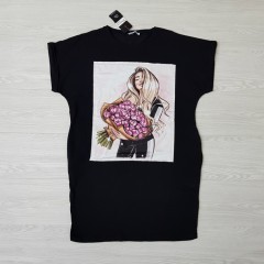 NUSSA FASHION Ladies Turkey Long T-Shirt (BLACK) (Free Size)