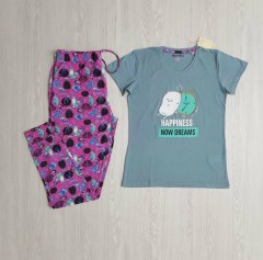 TALLY WEILL Ladies 2 Pcs Pyjama Set ( GREEN-PURPLE ) ( S - M - L - XL )