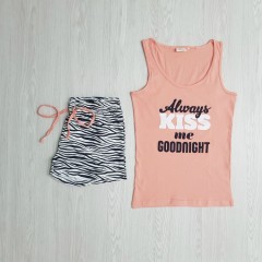 AVENUE Ladies Top and Shorty Set 2Pcs (PINK - BLACK ) (S - M - L- XL)