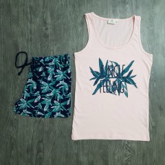 AVENUE Ladies Top and Shorty Set 2Pcs (PINK - BLUE) (S - M - L)