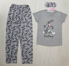 CLAM HOMEWEAR Ladies Turkey 3Pcs Pyjama Set (GRAY)(S-M-L-XL)