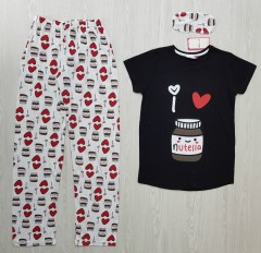 CLAM HOMEWEAR Ladies Turkey 3Pcs Pyjama Set (BLACK-WHITE)(S-M-L-XL)