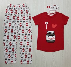 CLAM HOMEWEAR Ladies Turkey 3Pcs  Pyjama Set (RED-WHITE)(S-M-L-XL)