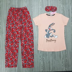 CLAM HOMEWEAR Ladies Turkey 3Pcs Pyjama Set (PINK-RED) (S-M-L-XL)