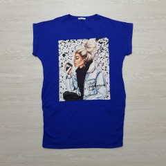 NUCCA FASHION Ladies Turkey Long T-Shirt  (BLUE) (FREE SIZE)
