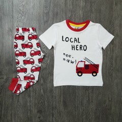 MOTHER CARE Boys 2 Pcs Pyjama Set ( WHITE - RED ) (2 to 8 Years)