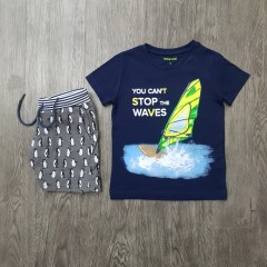 MAYORAL Boys 2 Pcs T-Shirt & Shorty Set ( NAVY - GRAY) (2 to 9 Years)