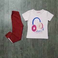 BOBOLI Girls 2 Pcs Pyjama Set (LIGHT PINK - MAROON) (2 to 8 Years)