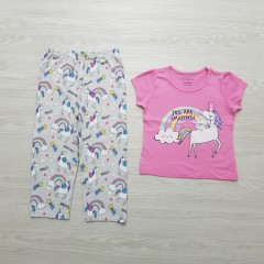 PRIMARK Girls 2 Pcs Pyjama Set (GRAY-PINK) (2 To 7 Years)