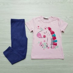 PEBBLES Girls 2 Pcs Pyjama Set (PINK-NAVY) (2 To 8 Years)