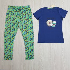 TALLY WEIJL Ladies 2 Pcs Pyjama Set (GREEN - DARK BLUE) (S - M - L - XL)