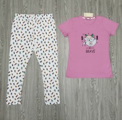 TALLY WEIJL Ladies 2 Pcs Pyjama Set (WHITE - PINK) (S - M - L - XL
