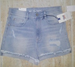 WALLFLOWER Ladies Short Jeans (BLUE) (24 to 34)