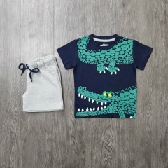 PEBBLES Boys 2 Pcs T-Shirt & Shorty Set ( NAVY - GRAY) (2 to 8 Years)
