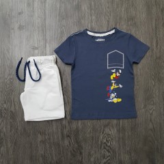 PEBBLES Boys 2 Pcs T-Shirt & Shorty Set ( NAVY - WHITE) ( 2 to 8 Years)