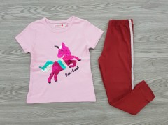 BOBOLI Girls 2 Pcs Pyjama Set (LIGHT PINK - MAROON) (2 to 8 Years)