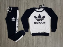 ADIDAS Ladies 2 Pcs Pyjama Set ( BLACK - WHITE) ( S - M - L - XL )