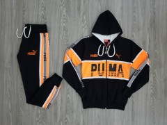 PUMA Ladies 2 Pcs Hoody Set (BLACK - ORANGE) (S)