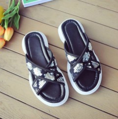 Ladies Sandals Shoes (BLACK - SILVER) (36 to 41)