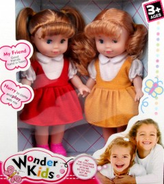 WONDER KIDS 2 Pcs Dolls Toys Pack (RED - ORANGE) (27 Ã— 31 CM)