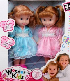 WONDER KIDS 2 Pcs Dolls Toys Pack (LIGHT BLUE - PINK) (27 Ã— 31 CM)