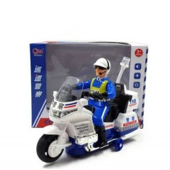 Motorcycle Toy City Action Police Bike Kids Electric Car with LED Light Music Kids (WHITE-BLUE) (21.5Ã—8Ã—16 CM)